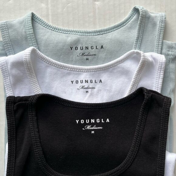 YoungLA Ribbed Stretchy Tank Top Wife Lovers 3-Pack Tanks Model 340 Size M - Picture 6 of 7